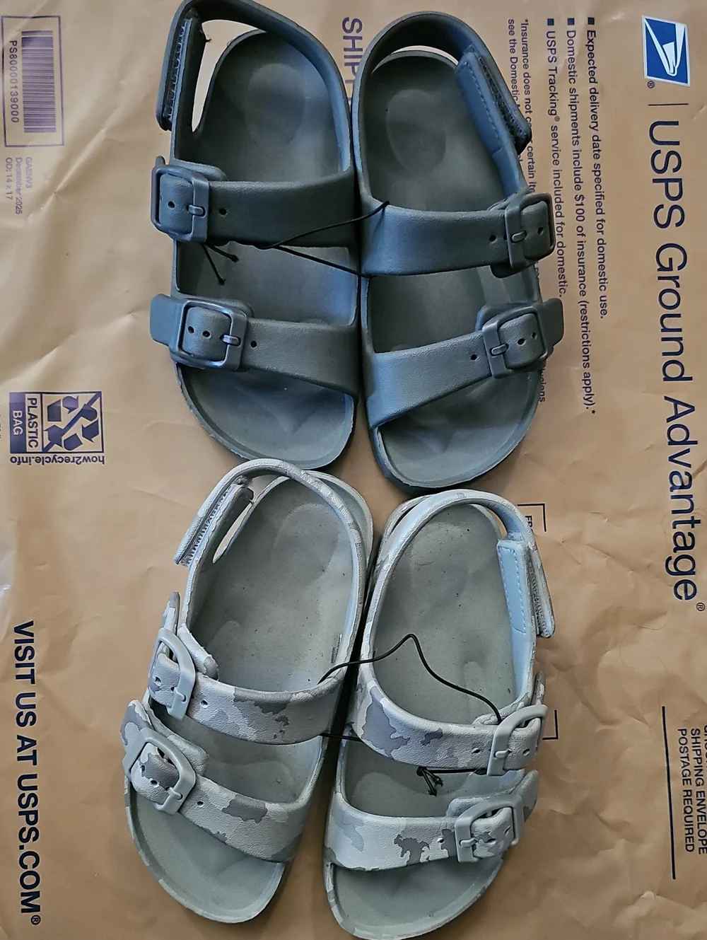 Toddler Boys Two Buckle Sandals EVA Bundle 2 Pack Size 9-10 New